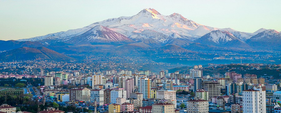 Part of Kayseri city and the Mount Erciyes.