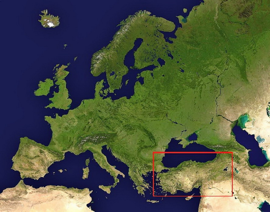 Map of Europe with Anatolia