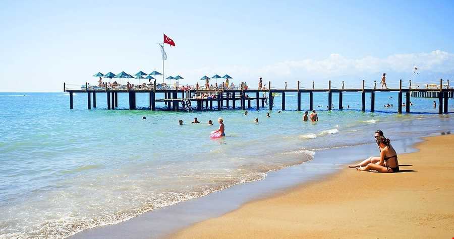 A sandy beach resort in Kundu, Antalya.