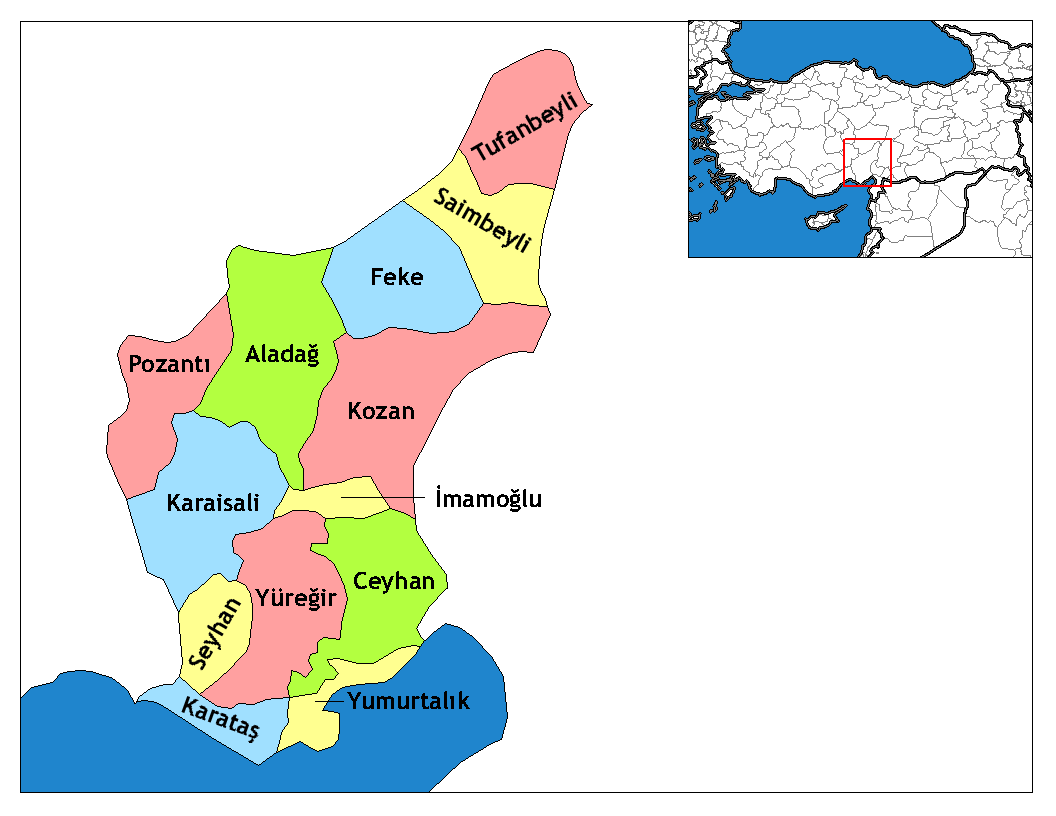 Municipalities in the province of Adana in Türkiye.