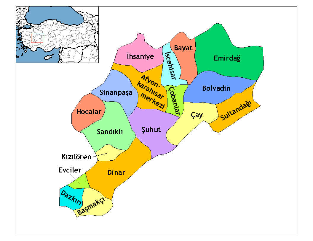 Municipalities in the province of Afyonkarahisar in Türkiye.