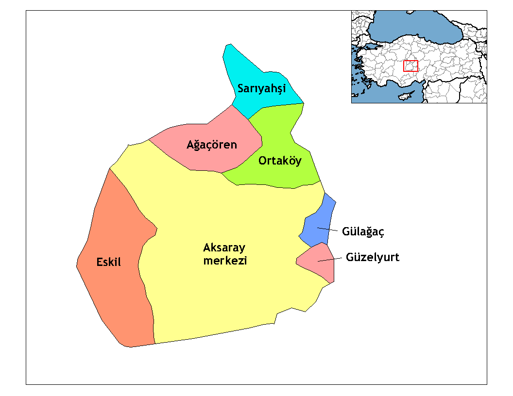 Municipalities in the province of Aksaray in Türkiye.