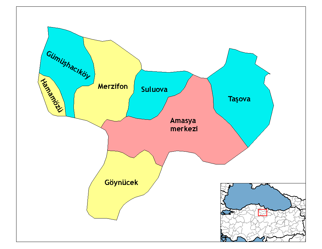 Municipalities in the province of Amasya in Türkiye.