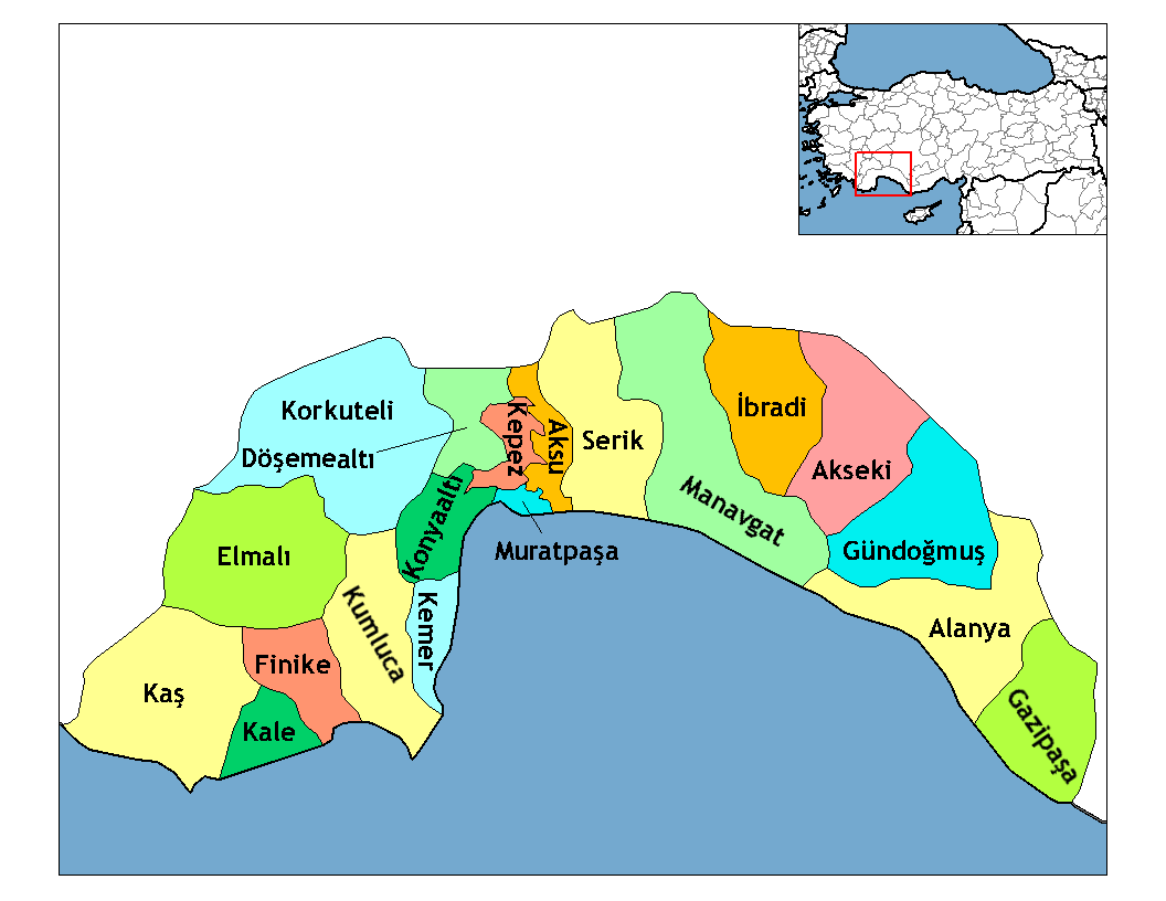 Municipalities in the province of Antalya in Türkiye.