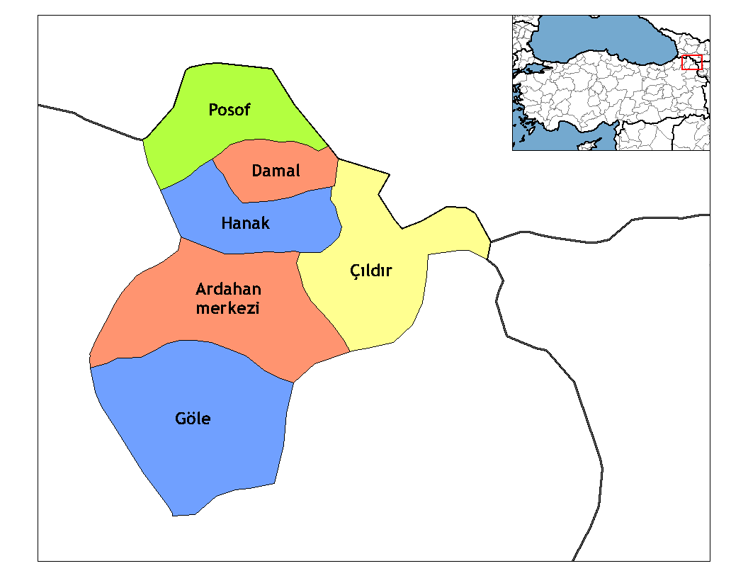 Municipalities in the province of Ardahan in Türkiye.