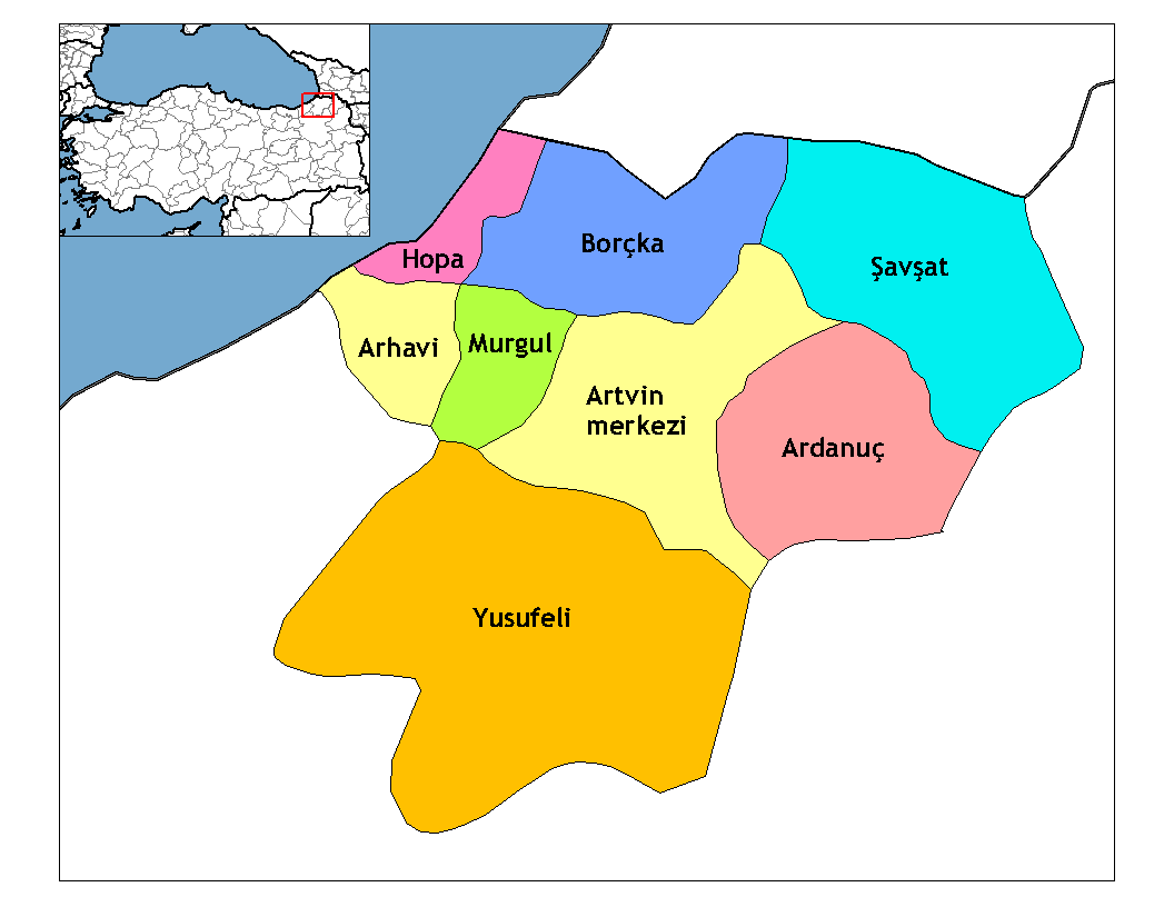 Municipalities in the province of Artvin in Türkiye.