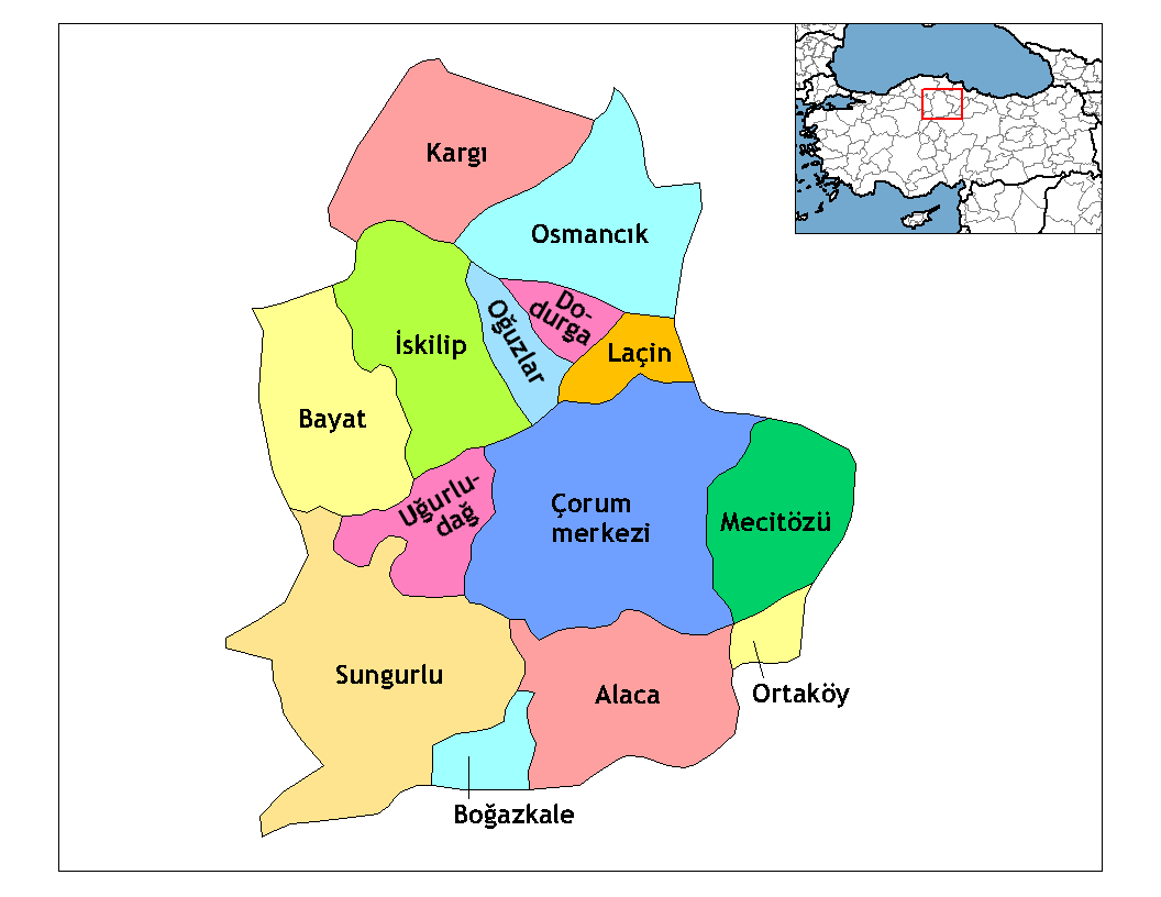 Municipalities in the province of Çorum in Türkiye.