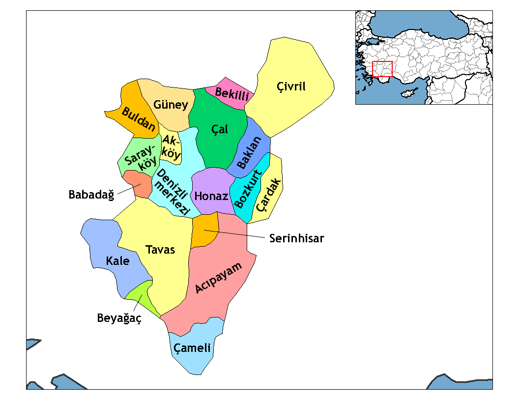 Municipalities in the province of Denizli in Türkiye.