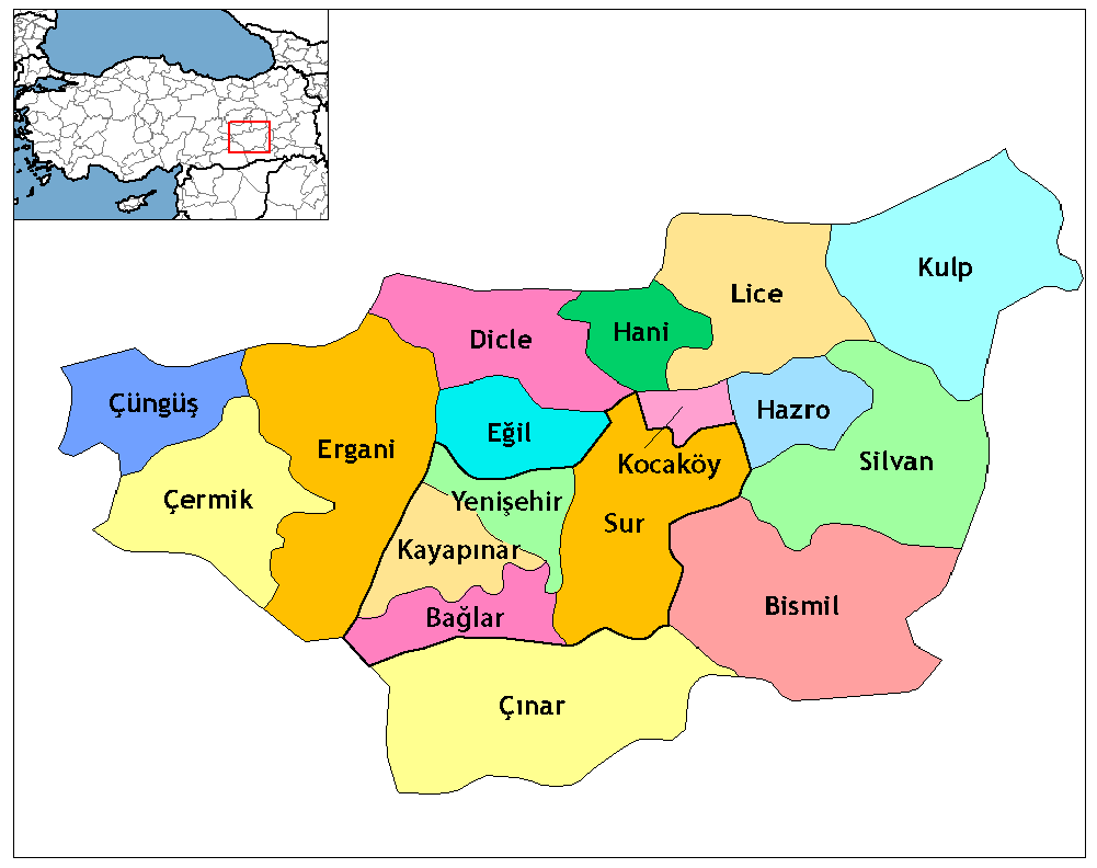 Municipalities in the province of Diyarbakır in Türkiye.