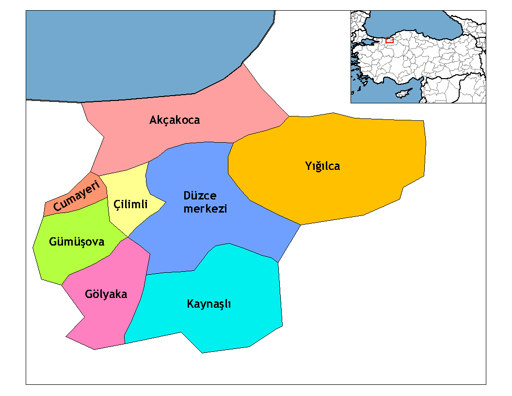 Municipalities in the province of Düzce in Türkiye.