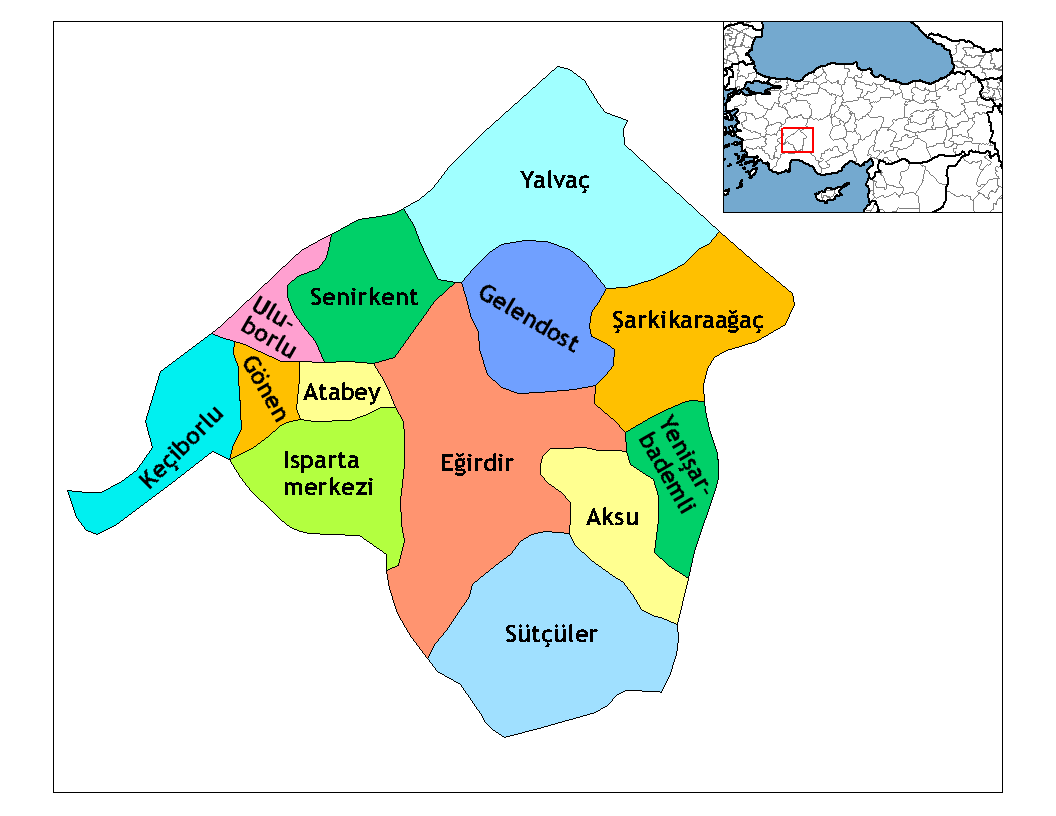 Municipalities in the province of Isparta in Türkiye.