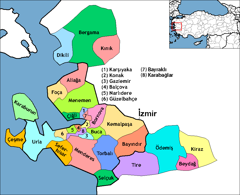 Municipalities in the province of İzmir in Türkiye.