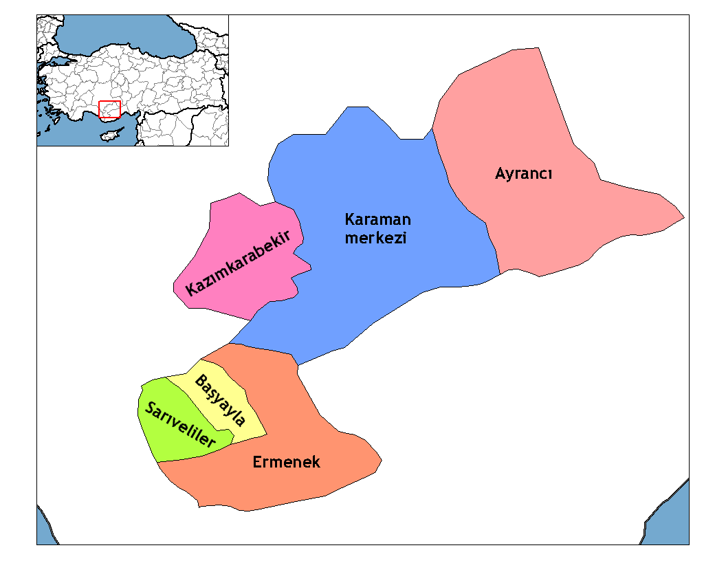 Municipalities in the province of Karaman in Türkiye.