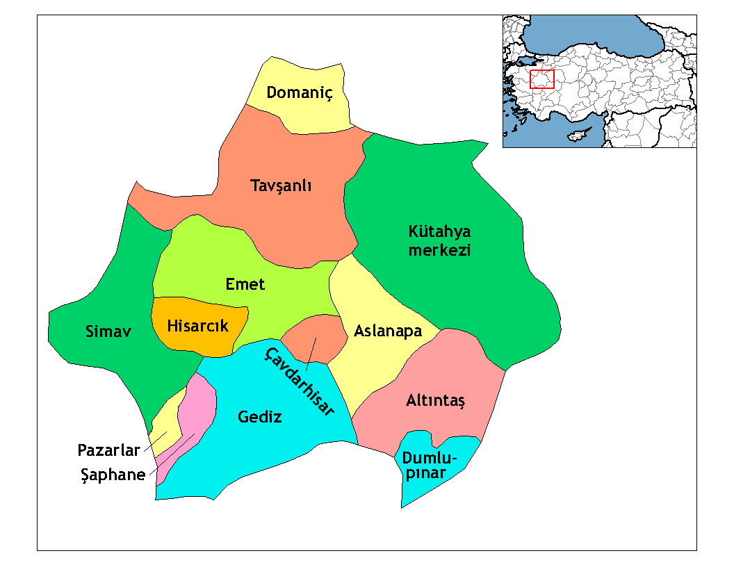 Municipalities in the province of Kütahya in Türkiye.