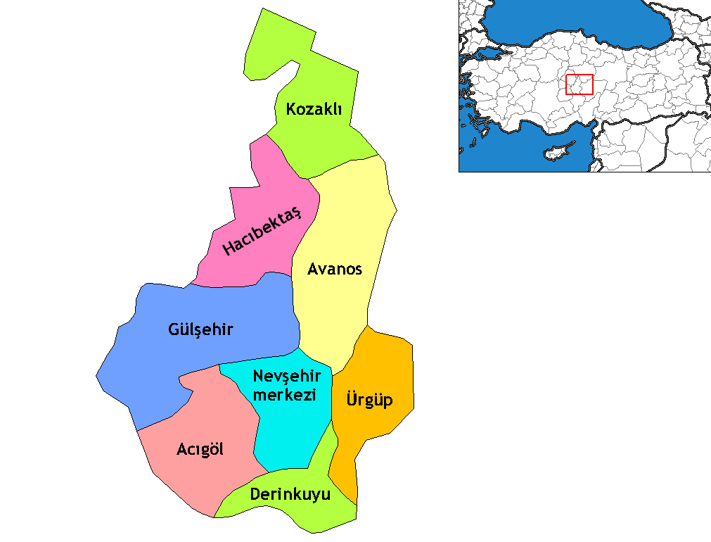 Municipalities in the province of Nevşehir in Türkiye.