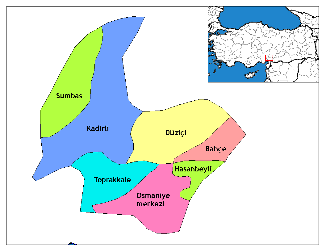 Municipalities in the province of Osmaniye in Türkiye.