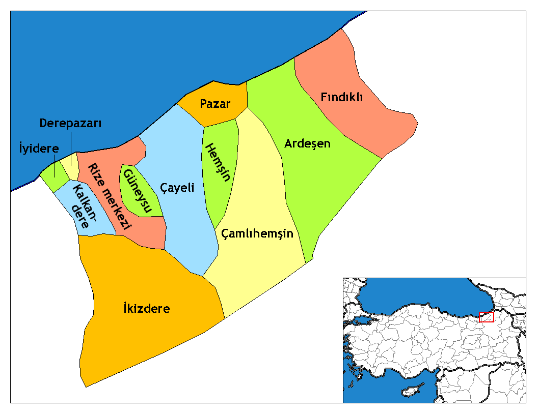 Municipalities in the province of Rize in Türkiye.