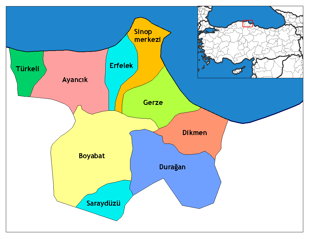 Municipalities in the province of Sinop in Türkiye.