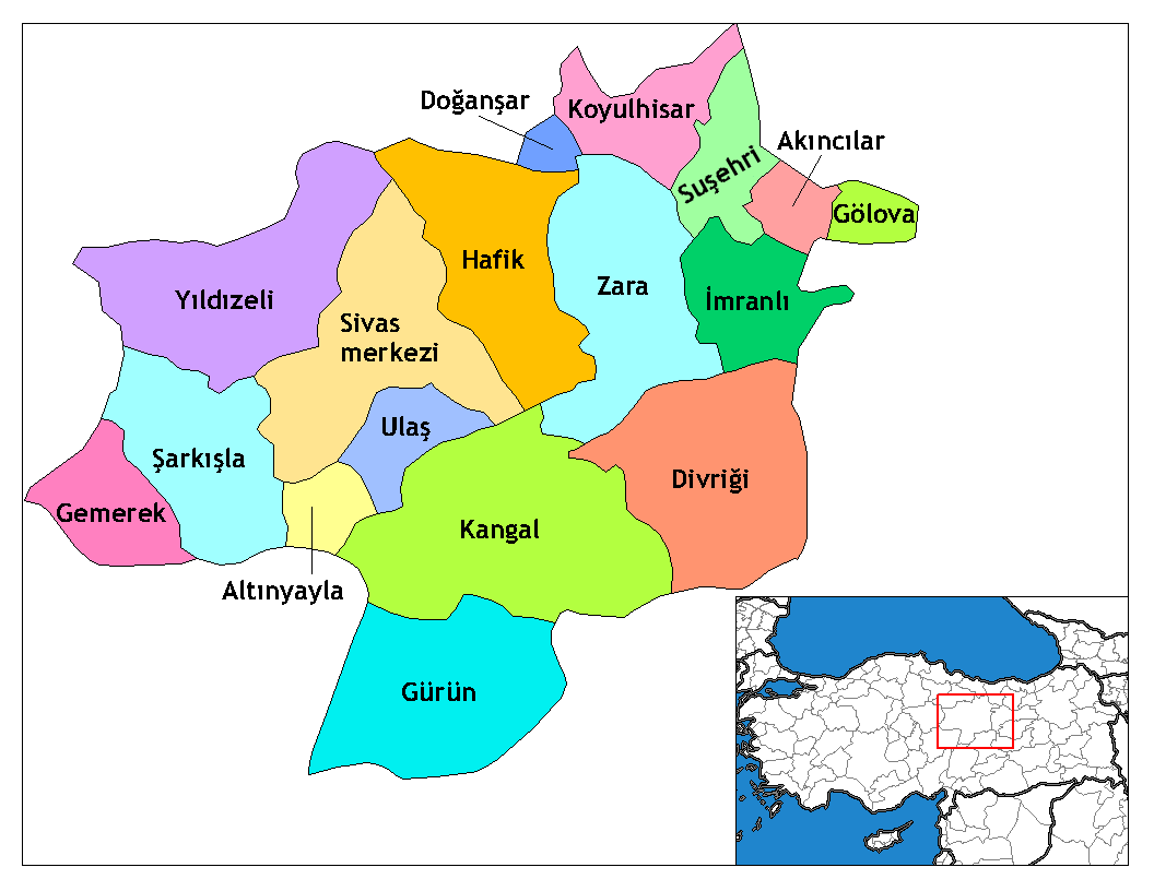 Municipalities in the province of Sivas in Türkiye.