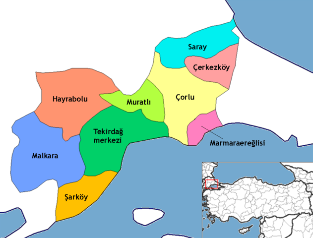 Municipalities in the province of Tekirdağ in Türkiye.