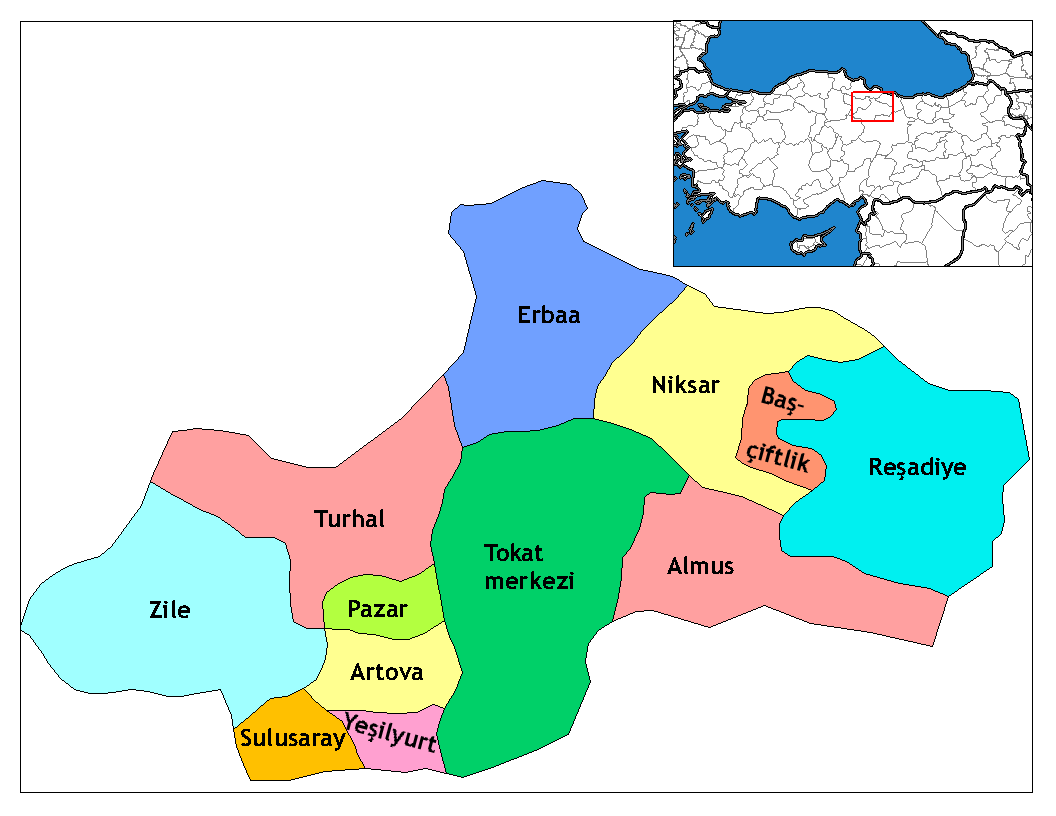 Municipalities in the province of Tokat in Türkiye.