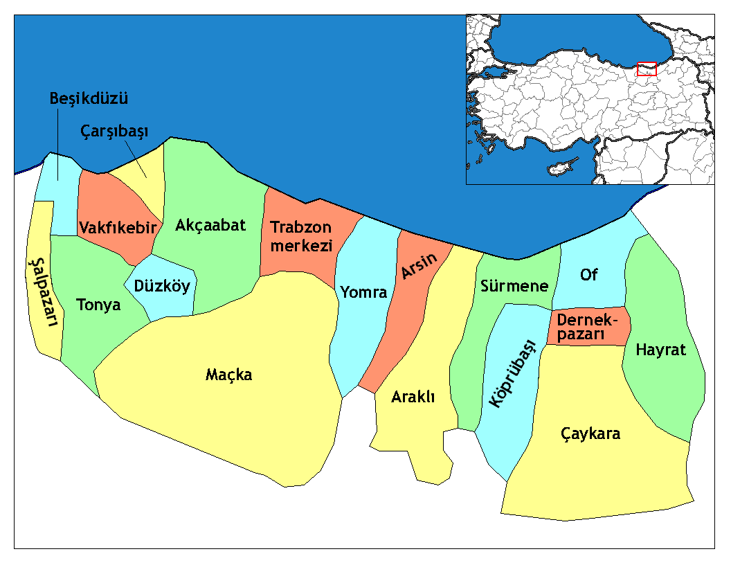 Municipalities in the province of Trabzon in Türkiye.