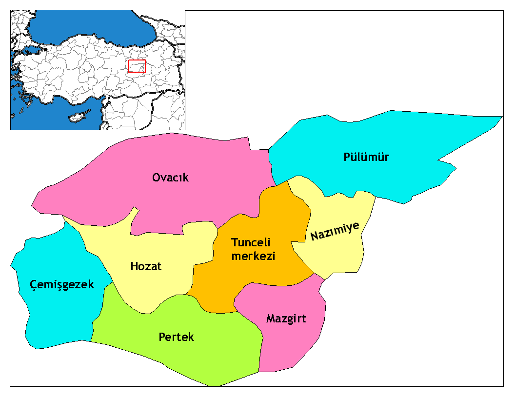 Municipalities in the province of Tunceli in Türkiye.