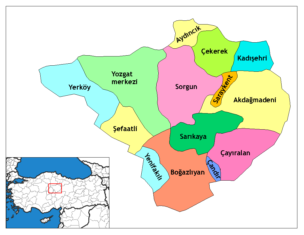 Municipalities in the province of Yozgat in Türkiye.